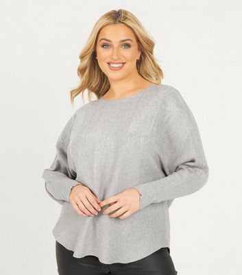 Click to view product details and reviews for Quiz Curves Light Grey Diamanté Puff Sleeve Jumper New Look.