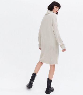 new look cream jumper dress