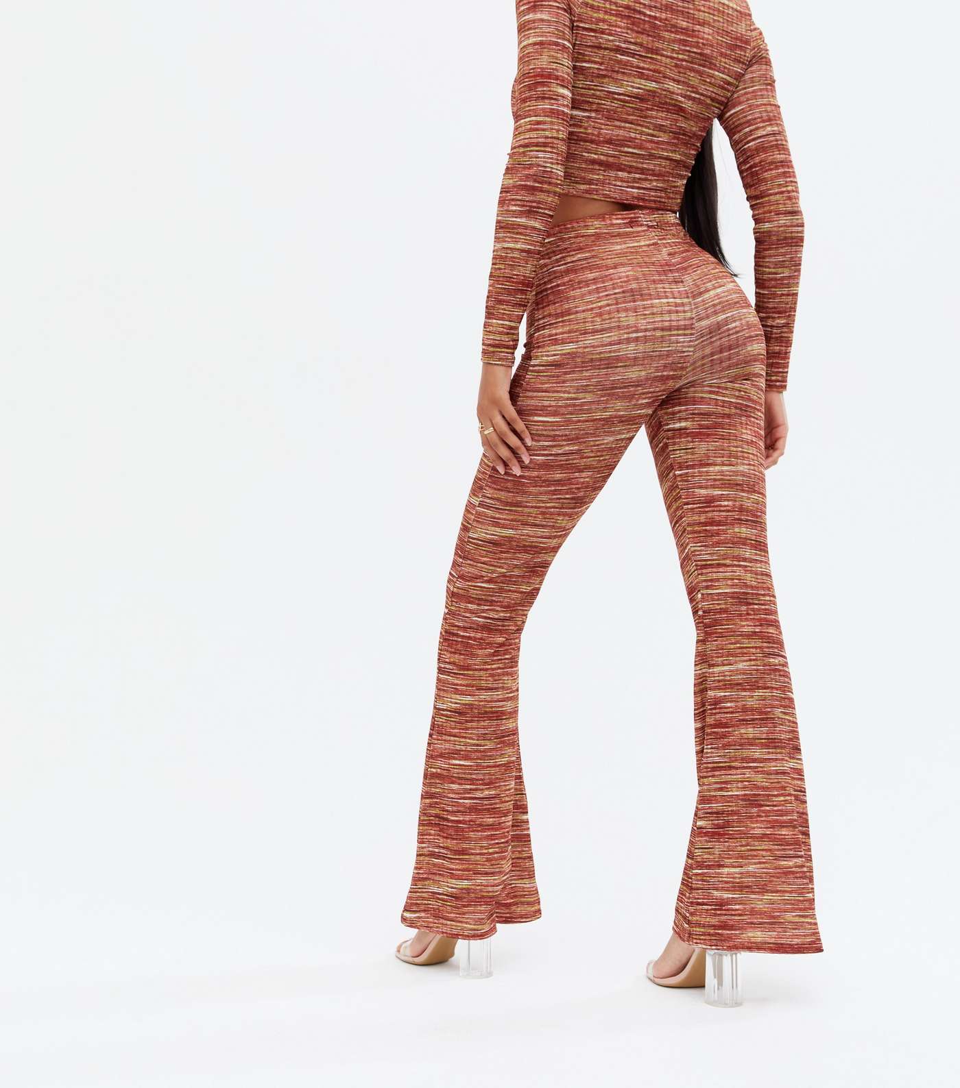 Pink Vanilla Rust Stripe Flared Trousers Image 4
