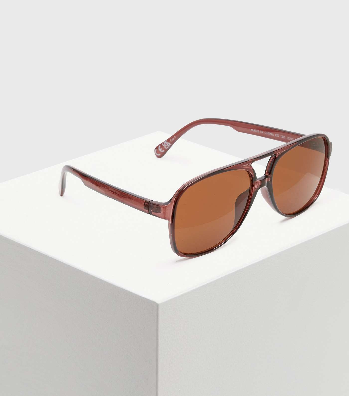 Dark Brown Pilot Sunglasses Image 2