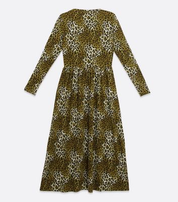 Jdy Green Leopard Print Long Sleeve Midi Dress New Look