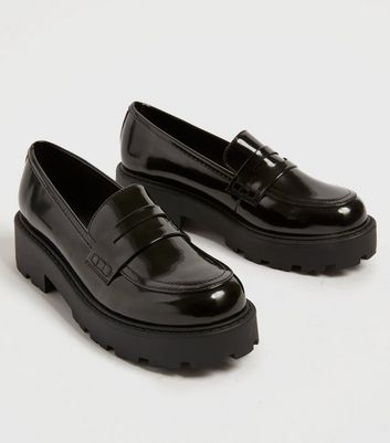 Black Chunky Cleated Loafers New Look Vegan