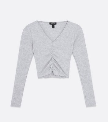 gray crop top sweater