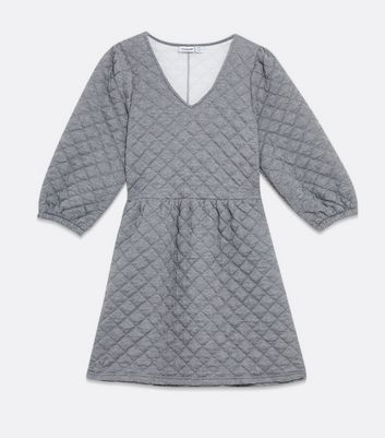 Click to view product details and reviews for Noisy May Grey Marl Quilted 3 4 Sleeve Mini Dress New Look.