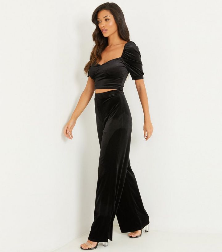 Black Velvet Wide Leg Crop Trouser, WHISTLES