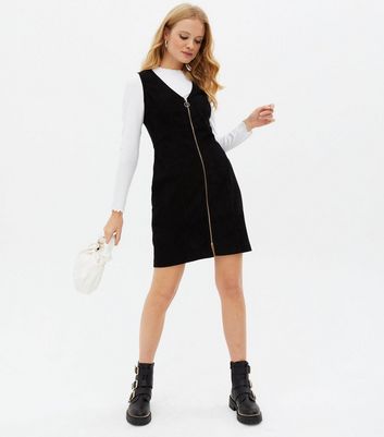 Click to view product details and reviews for Pink Vanilla Black Cord Zip Pinafore Dress New Look.