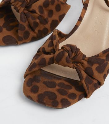 Click to view product details and reviews for Wide Fit Brown Leopard Print Knot Stiletto Heel Sandals New Look Vegan.