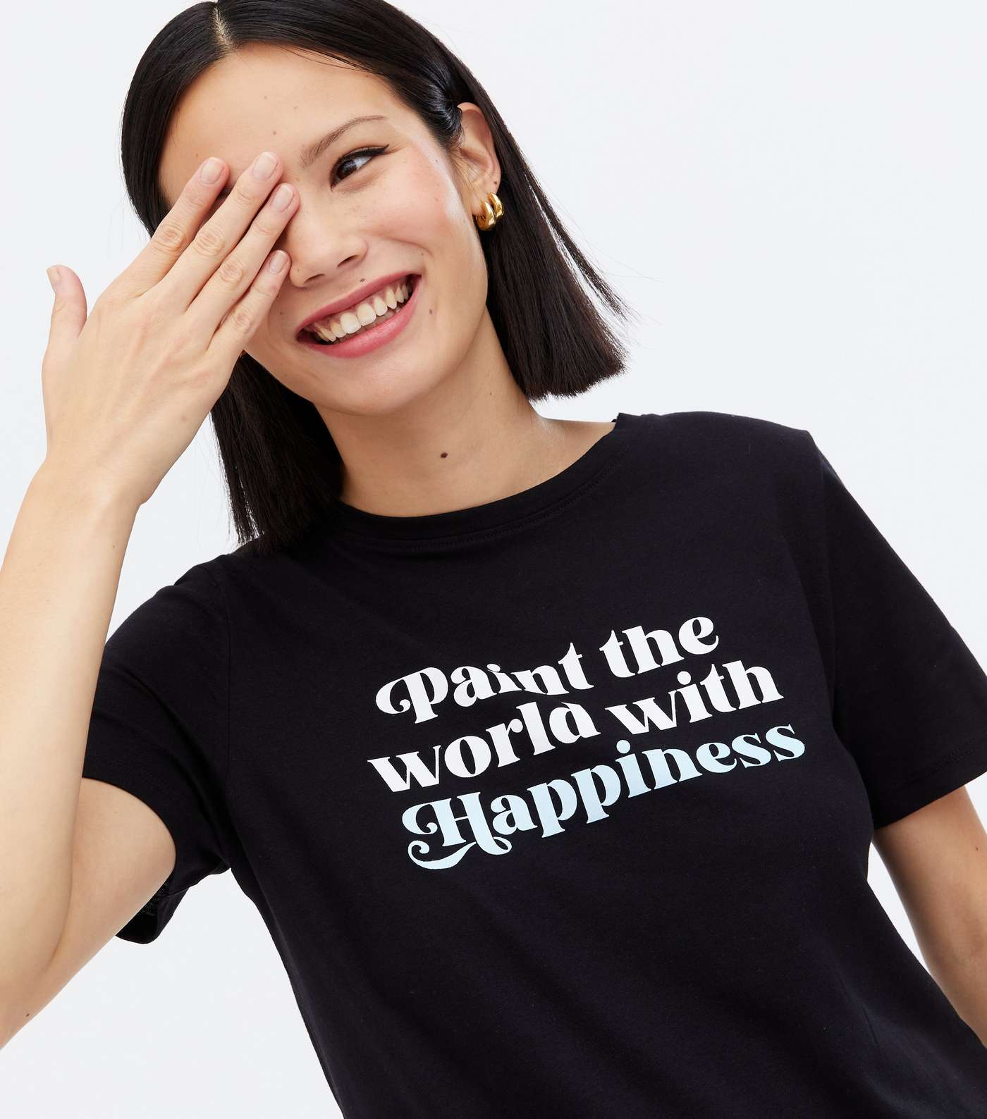 Black Paint The World With Happiness Logo T-Shirt