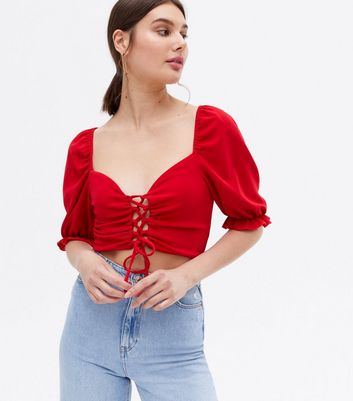 Red lace deals up top