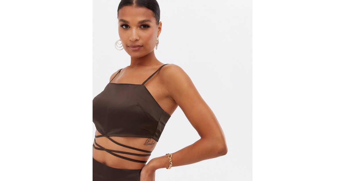 Black Ponte Strappy Crop Top