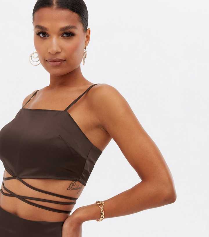 Black Ponte Strappy Crop Top