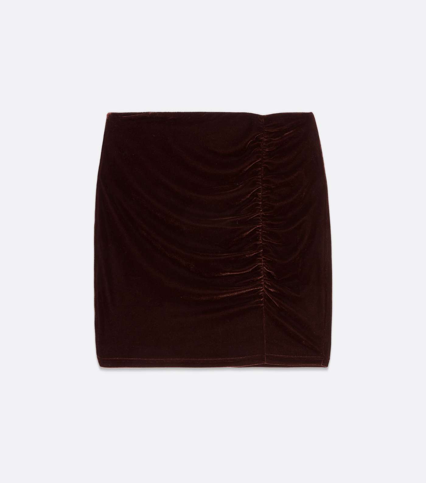 Pink Vanilla Dark Brown Velvet Ruched Mini Skirt Image 5