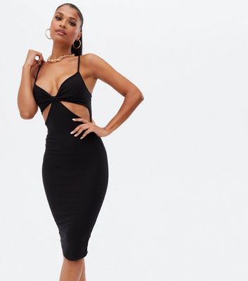 Asos black ribbed dress online