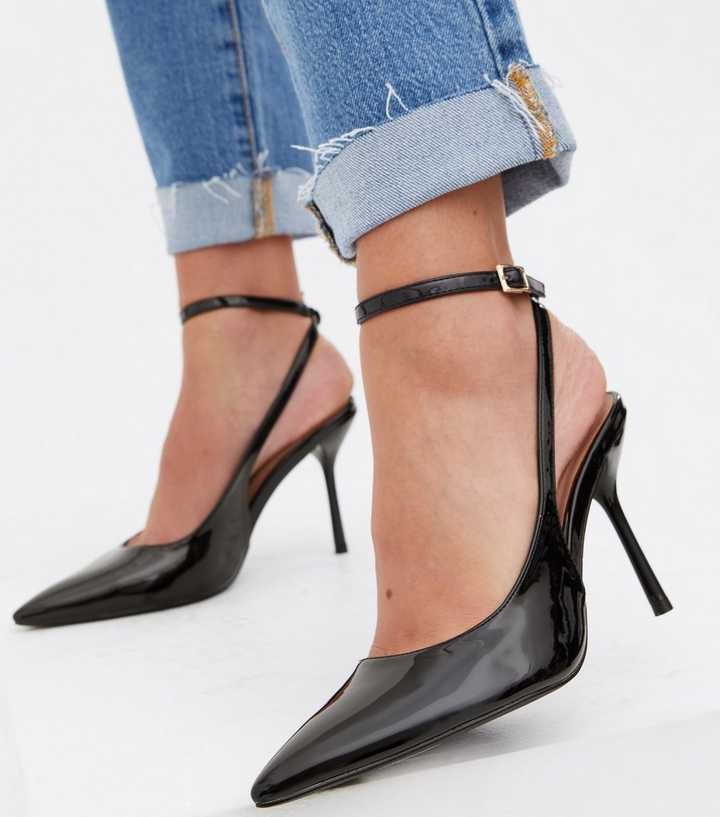 black slingback stiletto heels