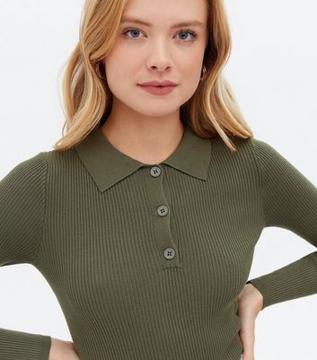 knit polo womens long sleeve