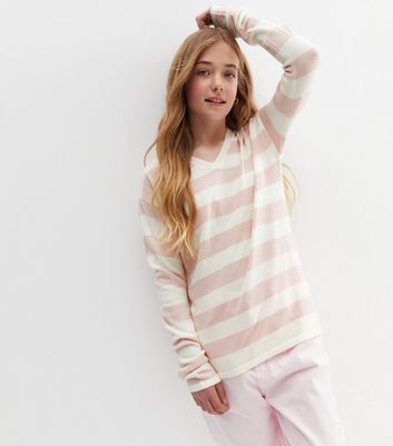 striped v neck jumper