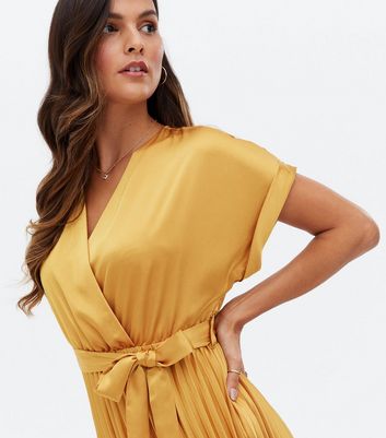 new look gold pleated dress