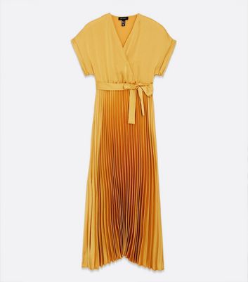new look gold pleated dress