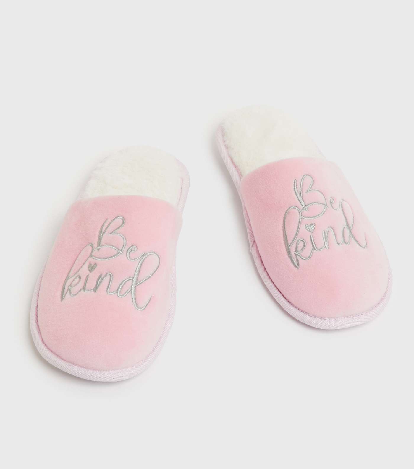 Pink Be Kind Embroidered Mule Slippers
