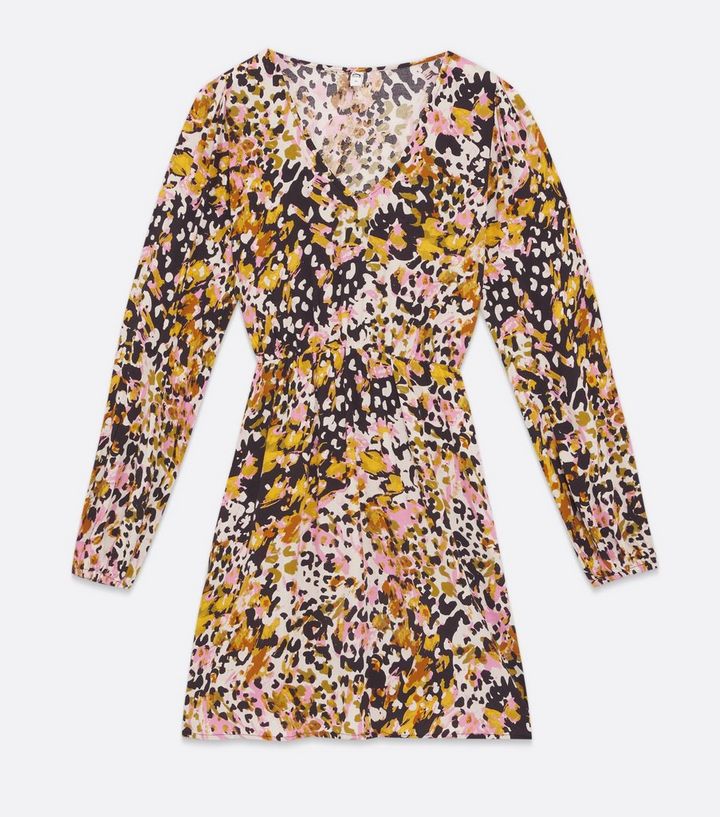 JDY Mustard Animal Print V Neck Mini Dress | New Look JDY Mustard Animal Print V Neck Mini Dress | New Look