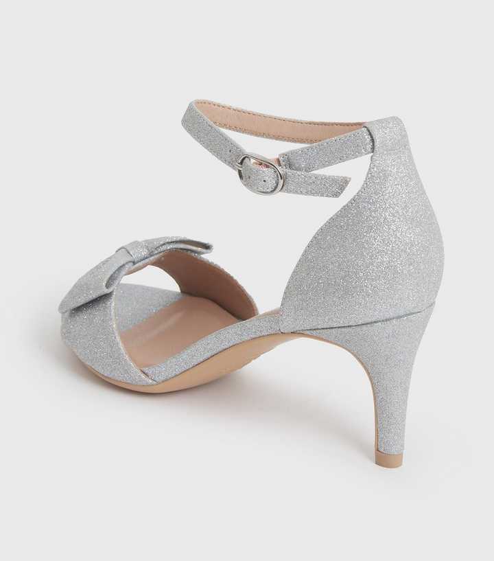 silver kitten heel sandals wide fit