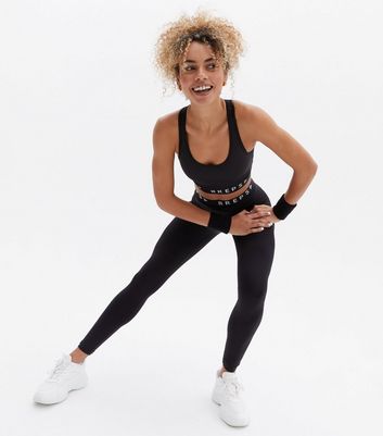 Click to view product details and reviews for 20 Reps Black Elasticated Band Logo Sports Leggings New Look.