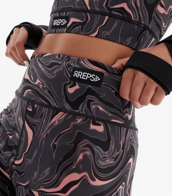 Click to view product details and reviews for 20 Reps Black Marble High Waist Sports Leggings New Look.
