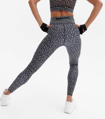 Black Leopard Print Sports Leggings 