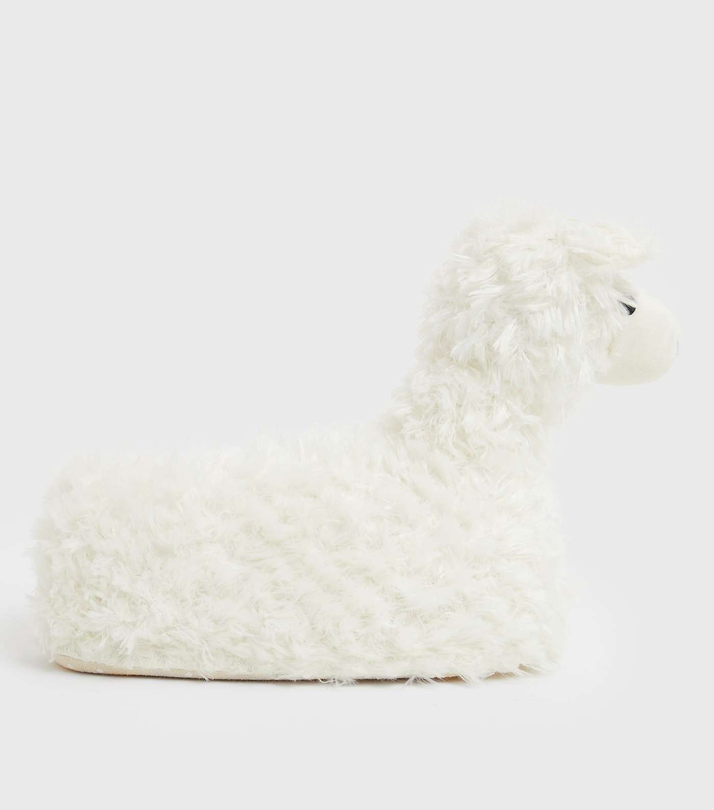 Off White Fluffy Llama Slippers Image 2
