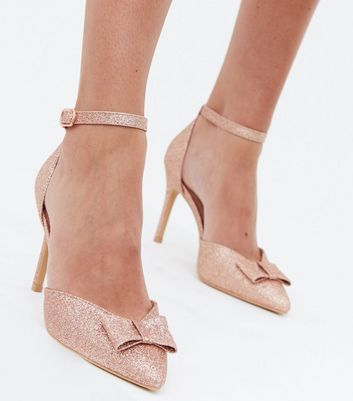 rose gold bow heels