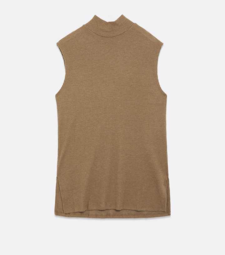 PIECES Light Brown High Neck Vest Jumper | New Look