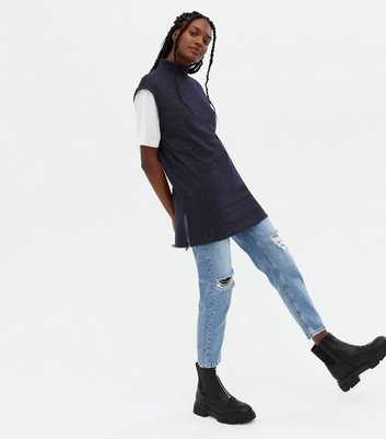 PIECES Navy High Neck Vest Jumper