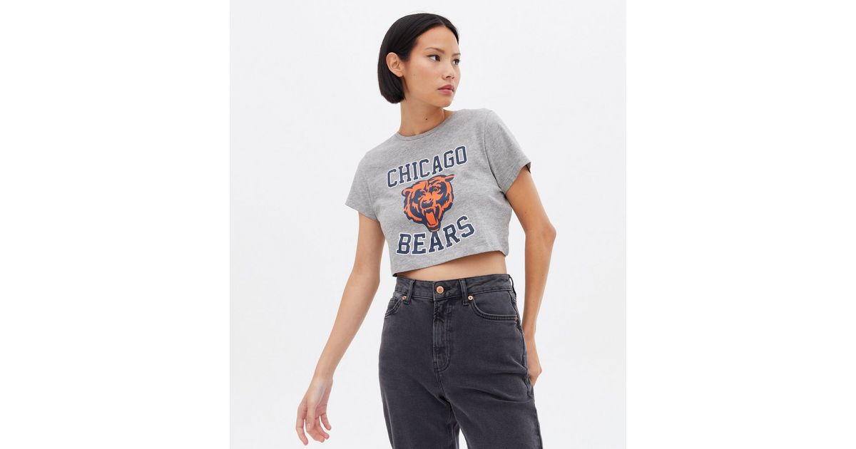 Noisy May Pale Grey Chicago Bears Crop Logo T-Shirt