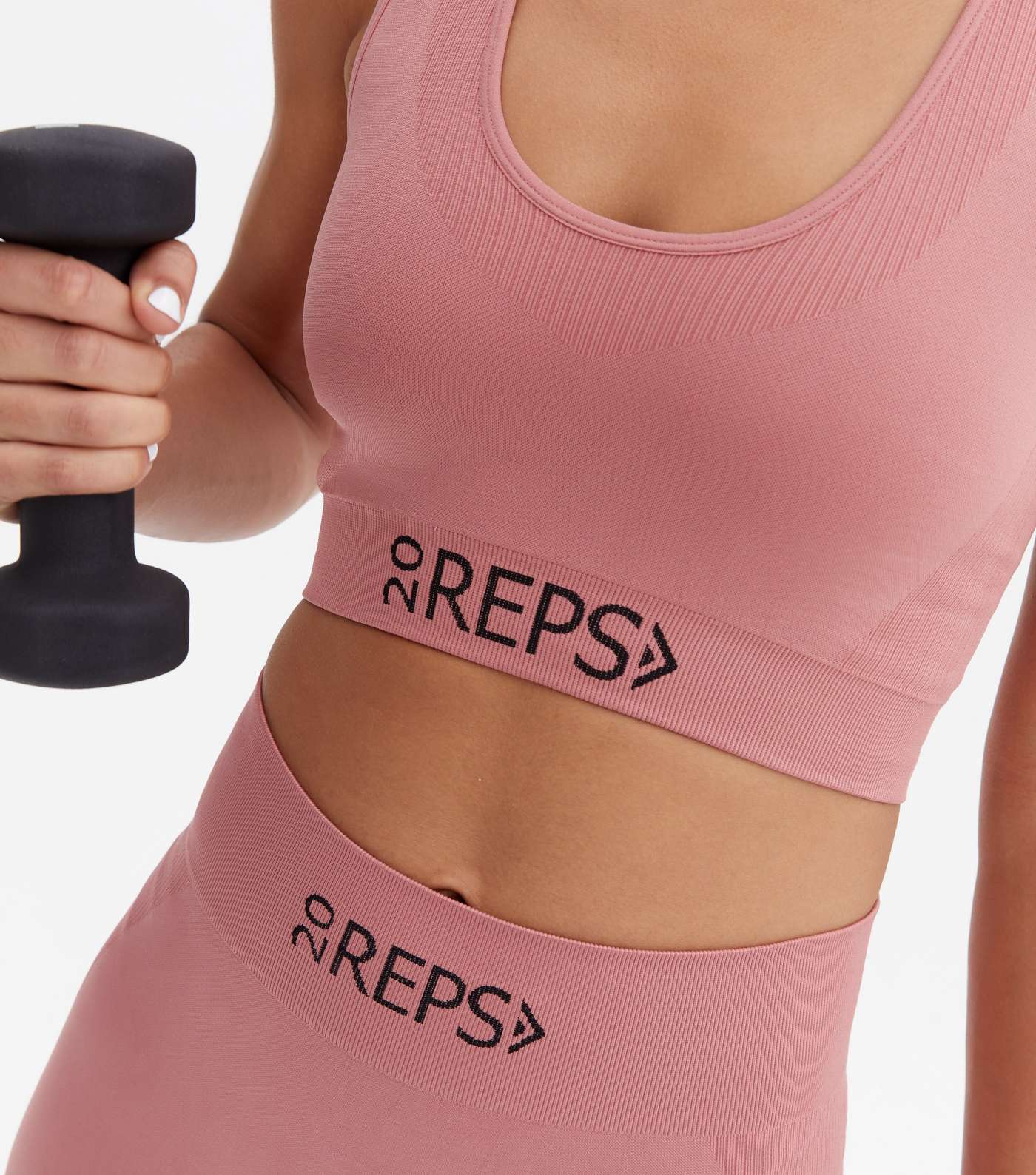 20 Reps Mid Pink Logo Seamless Sports Crop Top Image 3