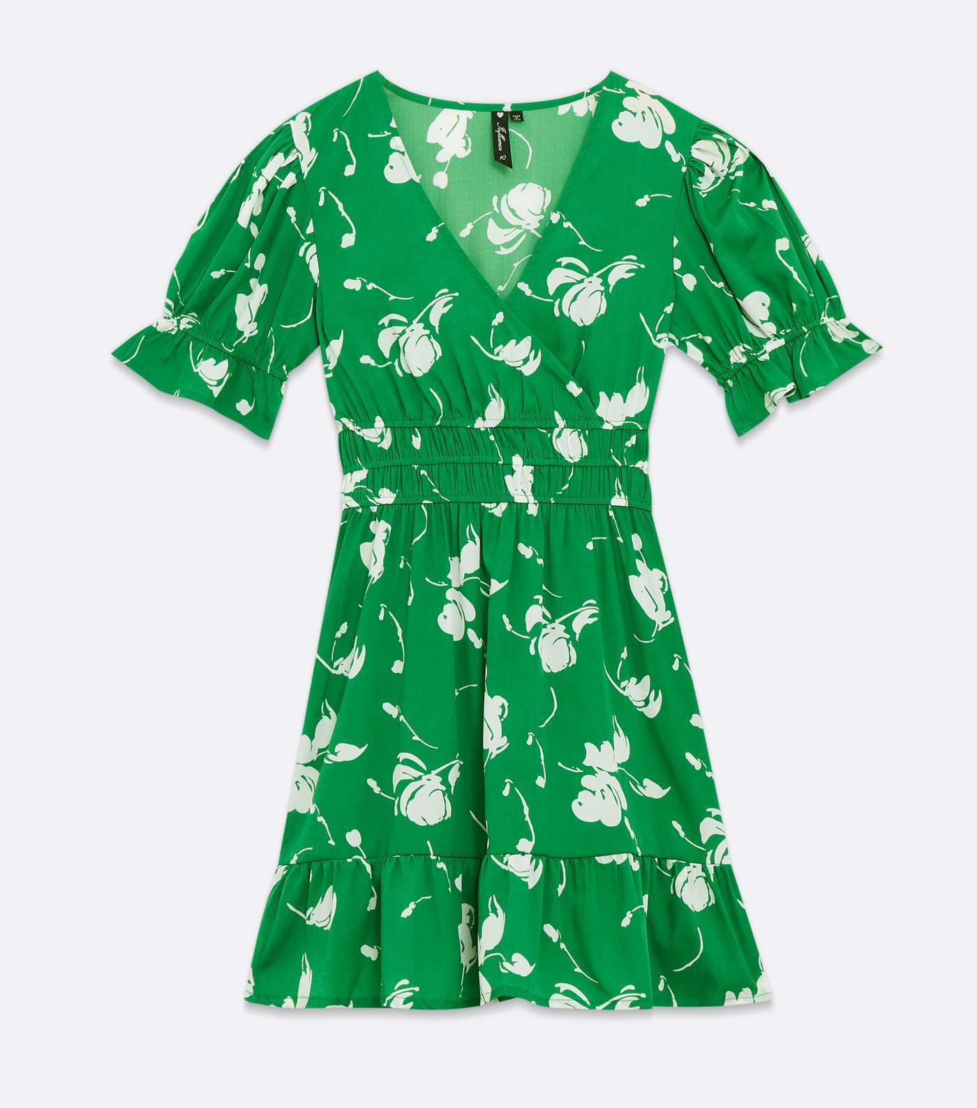 Wednesday's Girl Green Floral Mini Wrap Dress Image 5