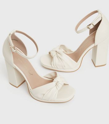 Click to view product details and reviews for Off White Knot Strap Platform Block Heel Sandals New Look Vegan.