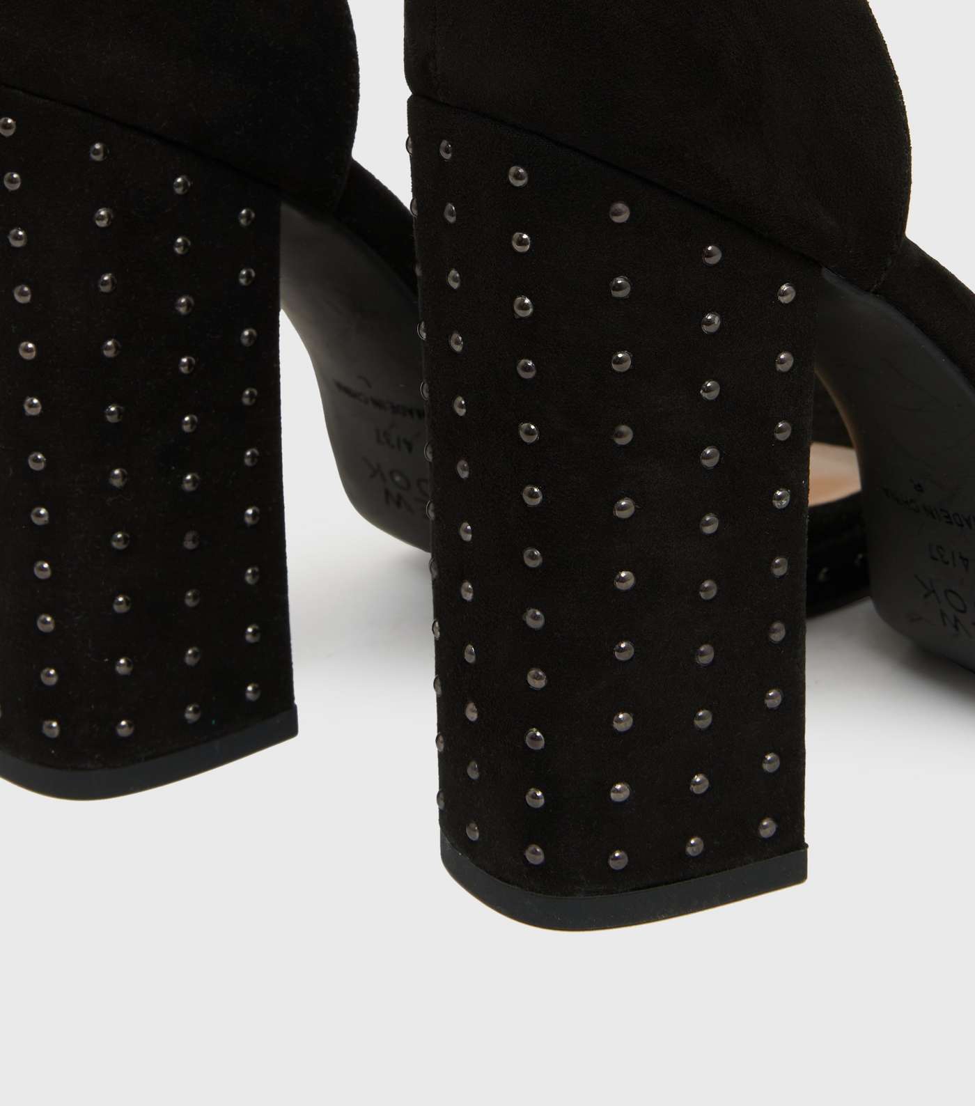 Black Studded Platform Block Heel Sandals Image 4