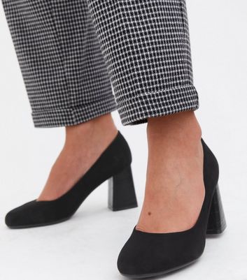 black suede pumps block heel