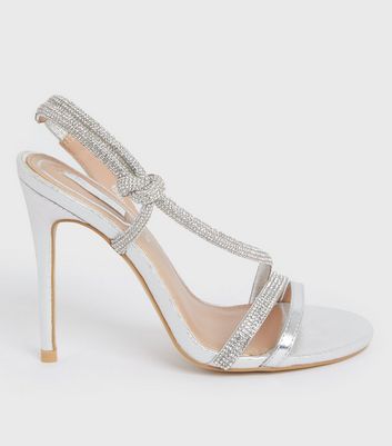 New Look Silver Reflective Double Strap Stiletto Heels, Women's Fashion,  Footwear, Heels on Carousell