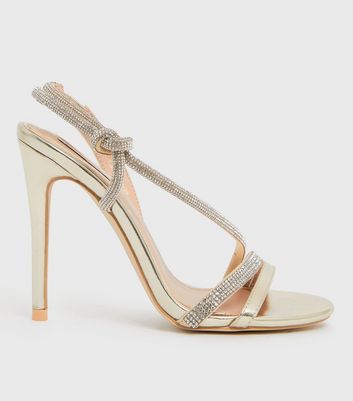 Gold diamante outlet heeled sandals