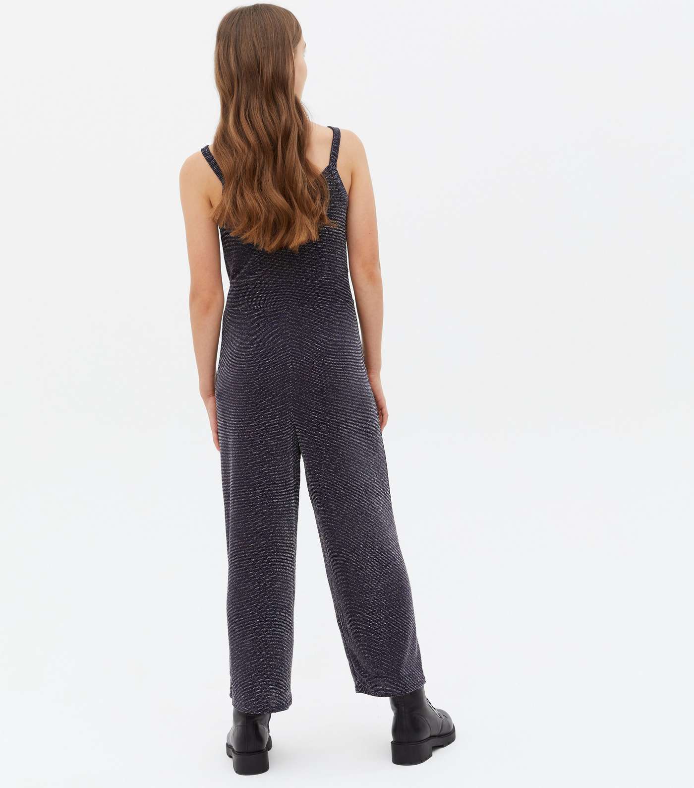 Girls Silver Glitter Cut Out Jumpsuit Image 4