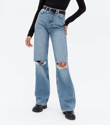 Tall Pale Blue Ripped High Waist Adalae 