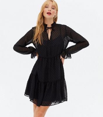 black chiffon short dress