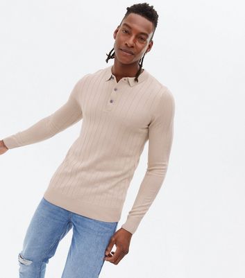 ribbed long sleeve polo