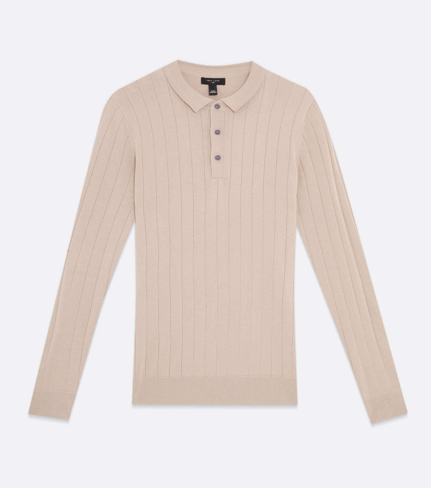 Stone Ribbed Fine Knit Long Sleeve Polo Top Image 5