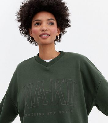 Na Kd Dark Green Varsity Logo Sweatshirt New Look