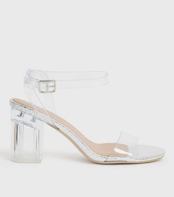 wide clear block heels
