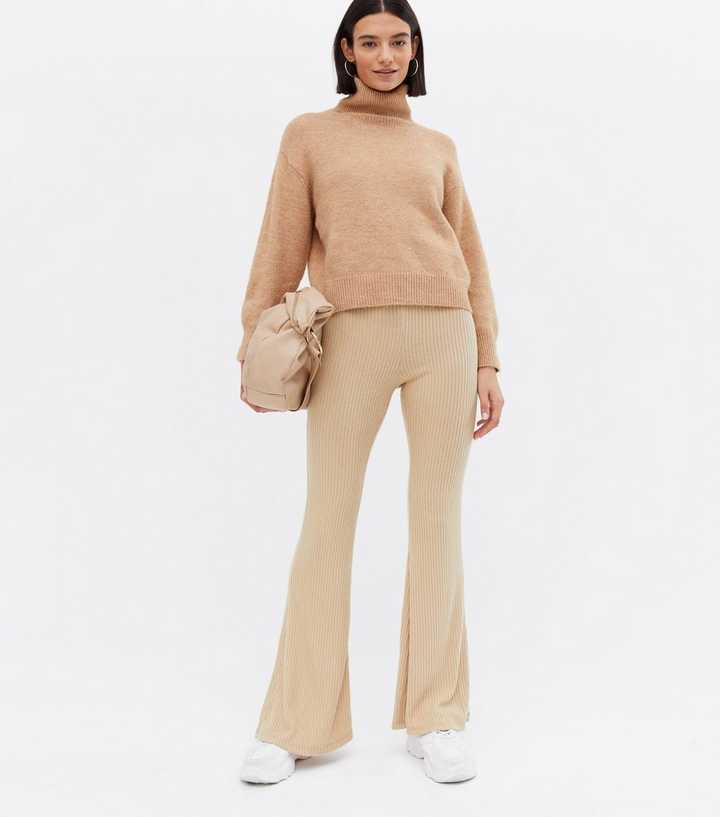 Ribbed Jersey Flared Trousers
