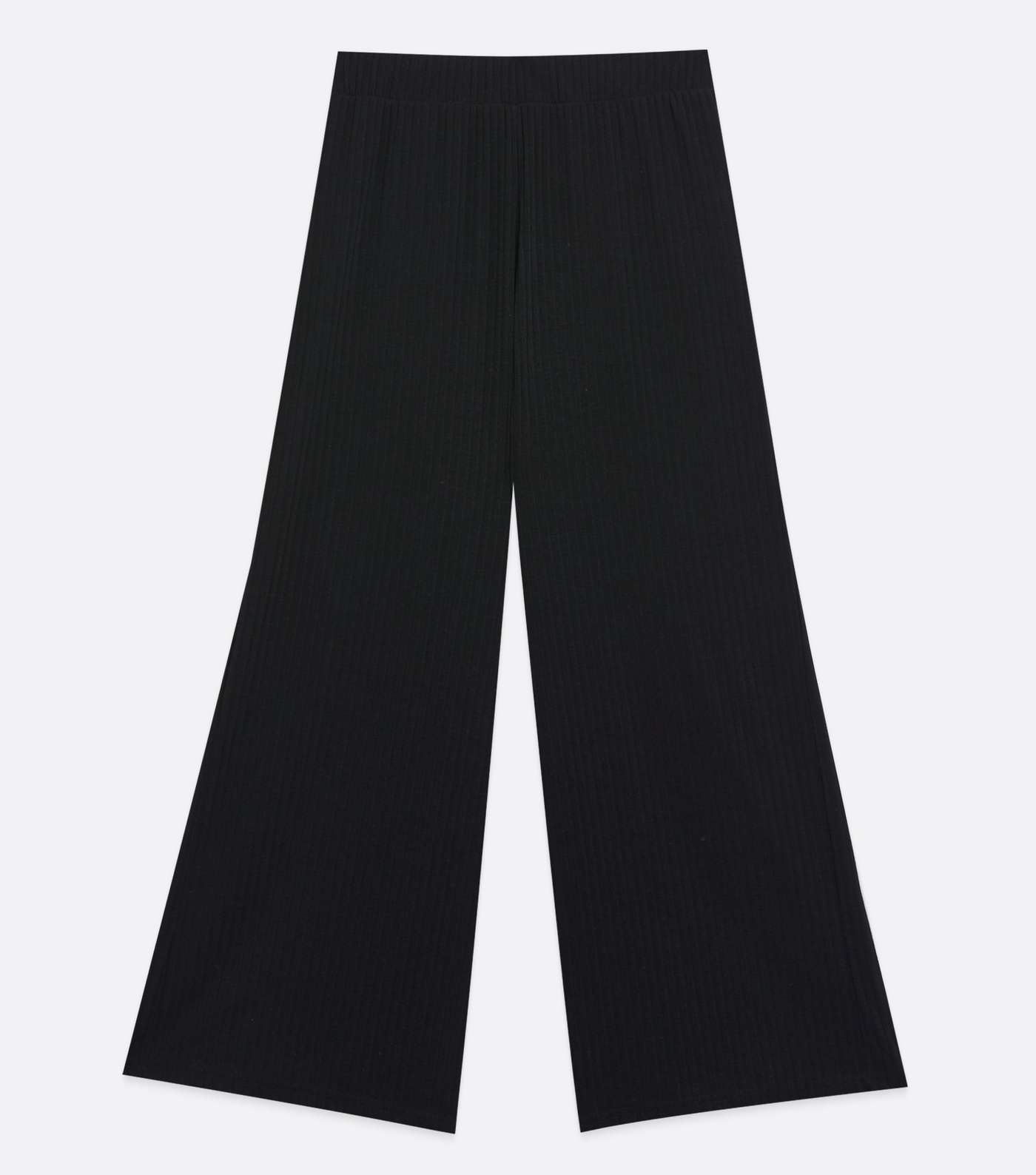Black Ribbed Jersey Wide Leg Crop Trousers Image 5