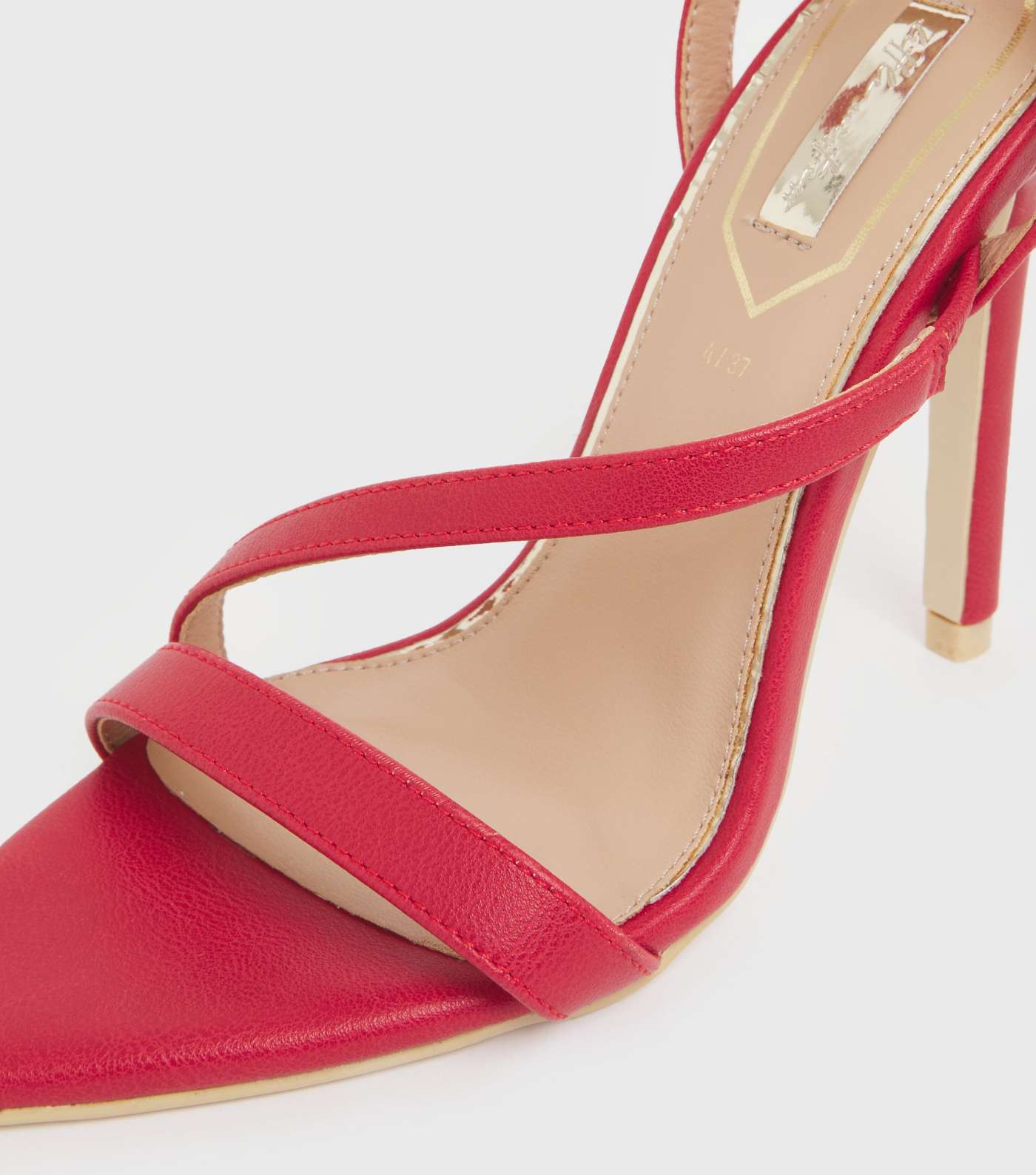 Little Mistress Red Twist Strap Stiletto Heel Sandals Image 4